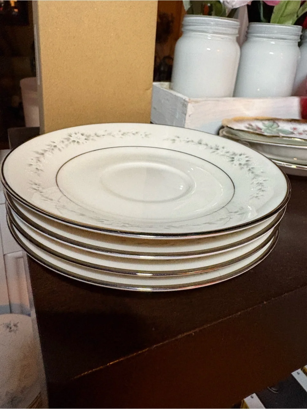 Set of 4-discontinued Noritake “Heather” pattern #7548 fine ivory China plates